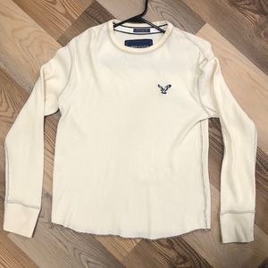 American Eagle cream Henley shirt